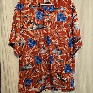 SportsCoast Guard Mens Printed Camp Short Sleeve Shirt Made USA. Large
